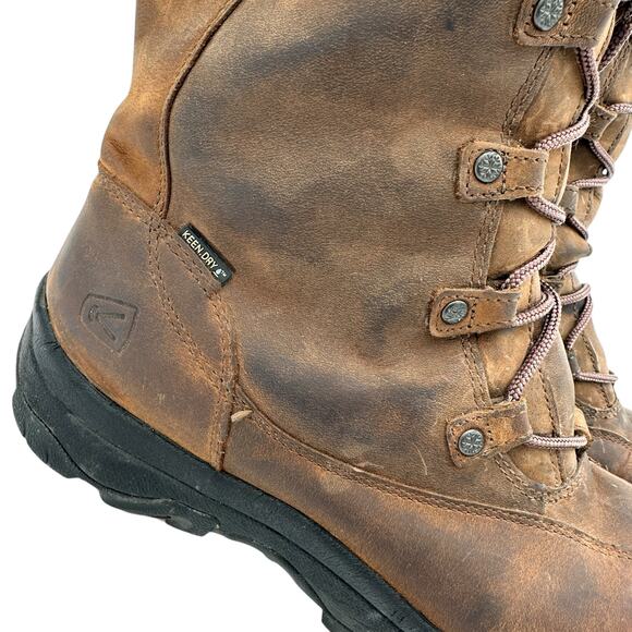 Keen Women's Brown Leather Bailey High Fur Lace Up Boots Size 10 - Picture 2 of 9